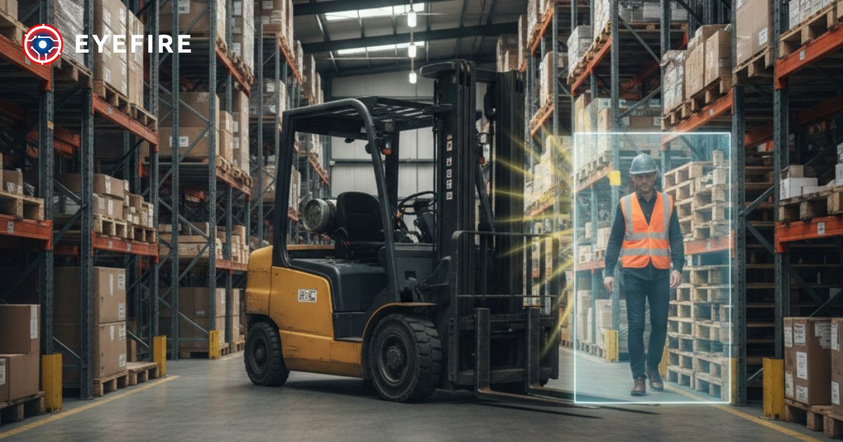 Camera AI phát hiện người đi bộ tại điểm mù xe nâng