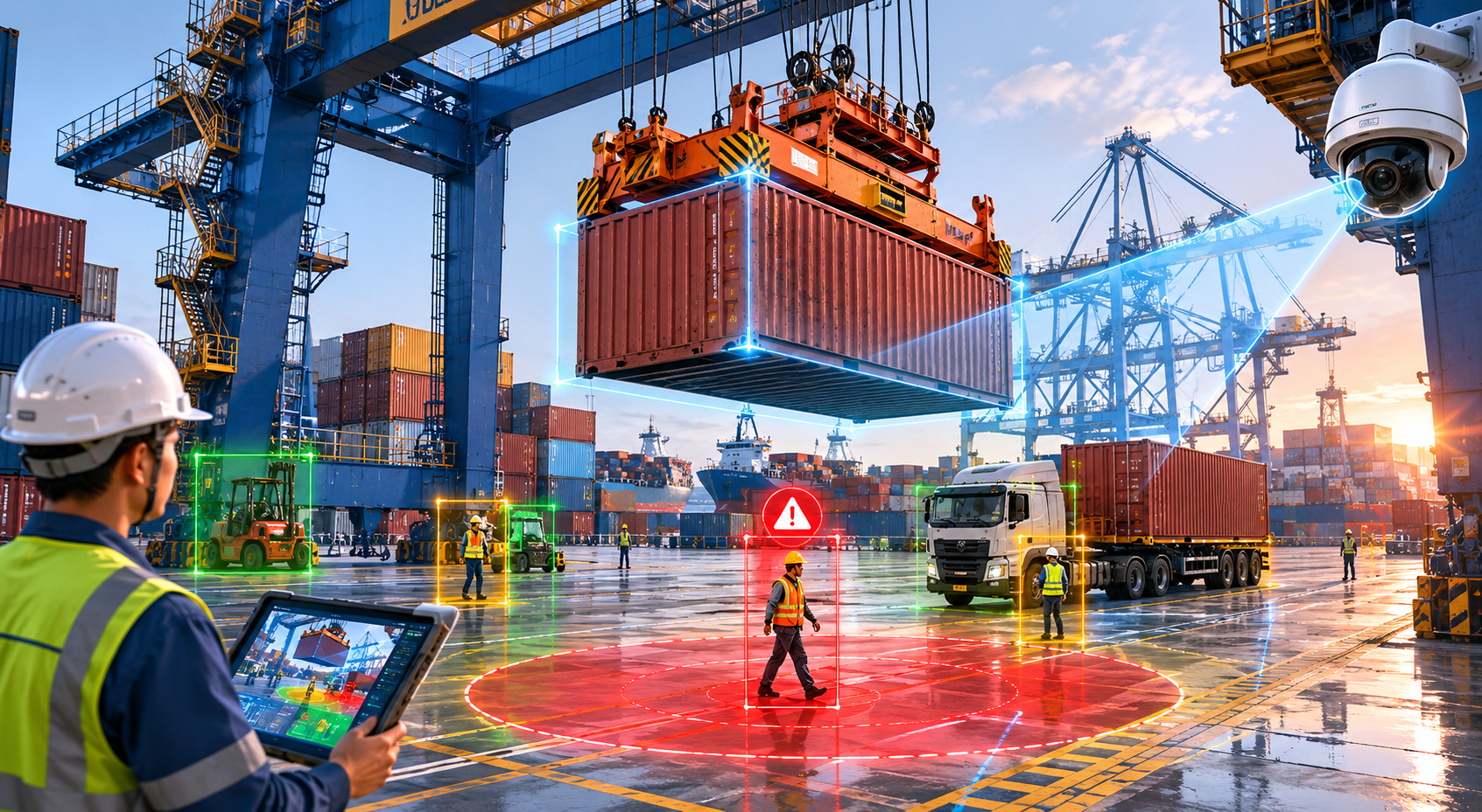 Giám sát thiết bị nâng trong cảng và logistics