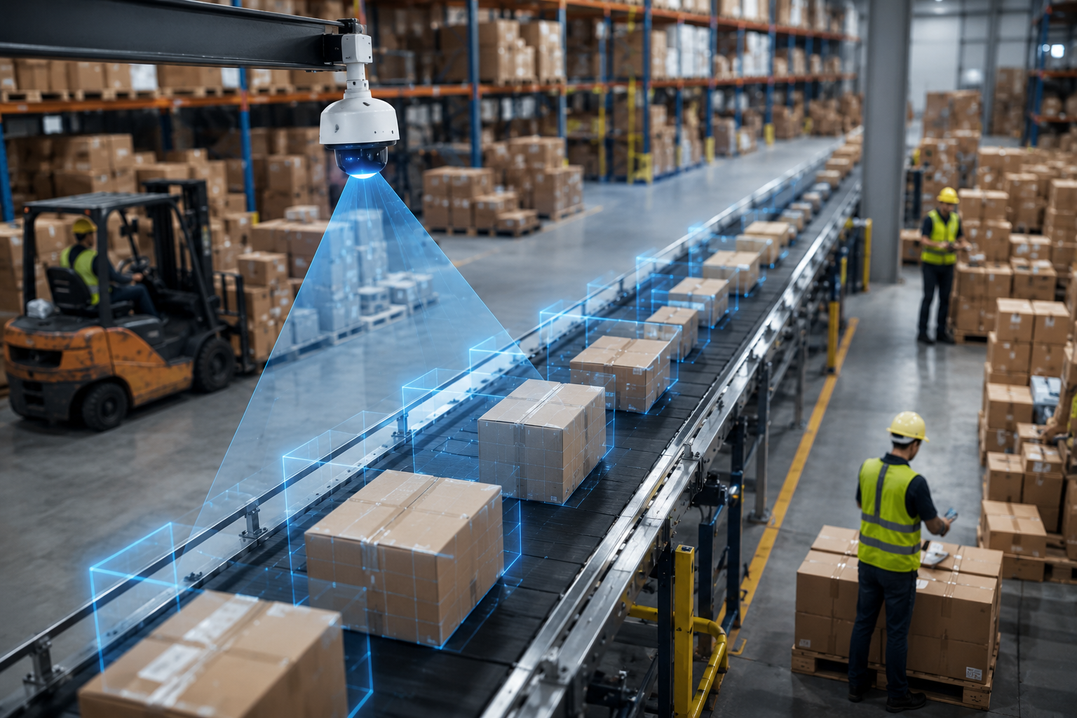 Đếm kiện hàng trong kho logistics