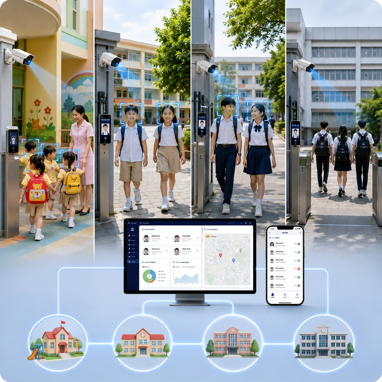 Quản lý ra vào cho trường mầm non, tiểu học, THCS và THPT