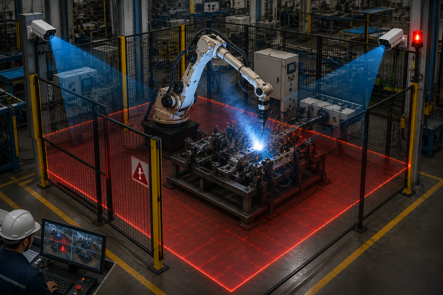 Giám sát vùng nguy hiểm quanh robot hàn tự động