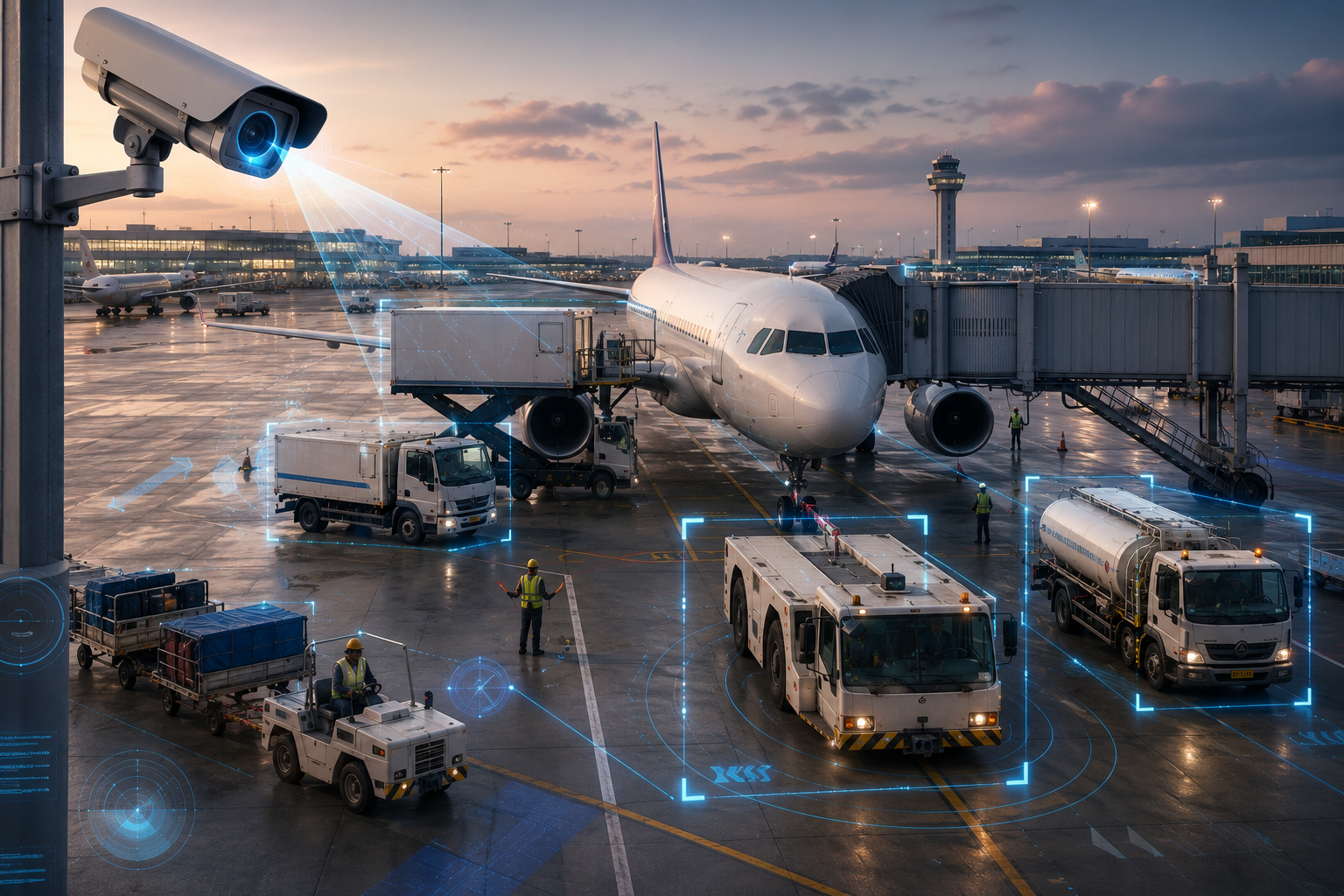 Monitoring the speed of ground service vehicles at the airport.